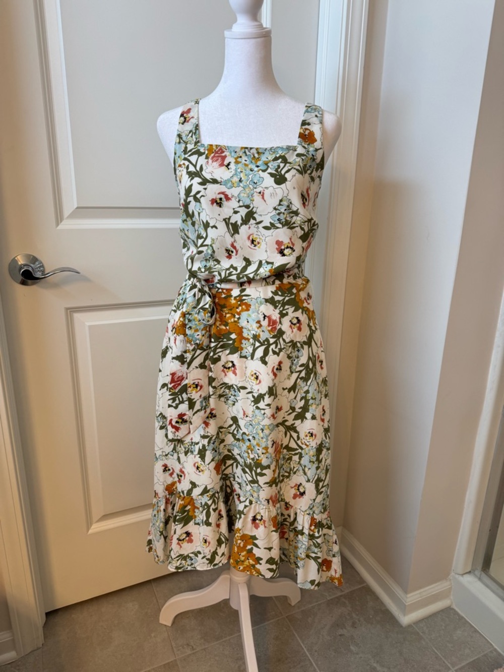 Chelsea 28 Floral Midi Dress Small | Tie Waist Ruffle Hem Spring Garden Dress